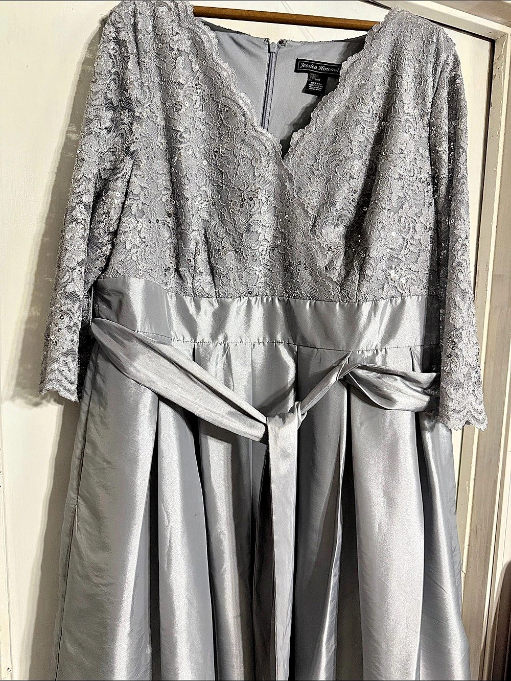 Jessica Howard Silver Lace Bodice Maxi Dress